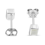 Mother of Pearl Rectangle Silver Stud Earrings, e374st